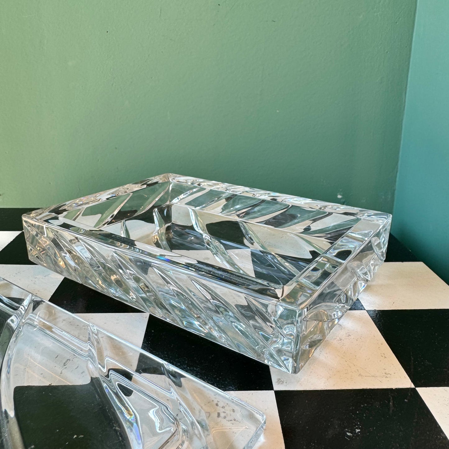 Vintage Heavy Crystal Lidded Jewelry Box