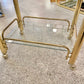 Vintage 2 Tier Brass and Glass Rolling Bar Cart