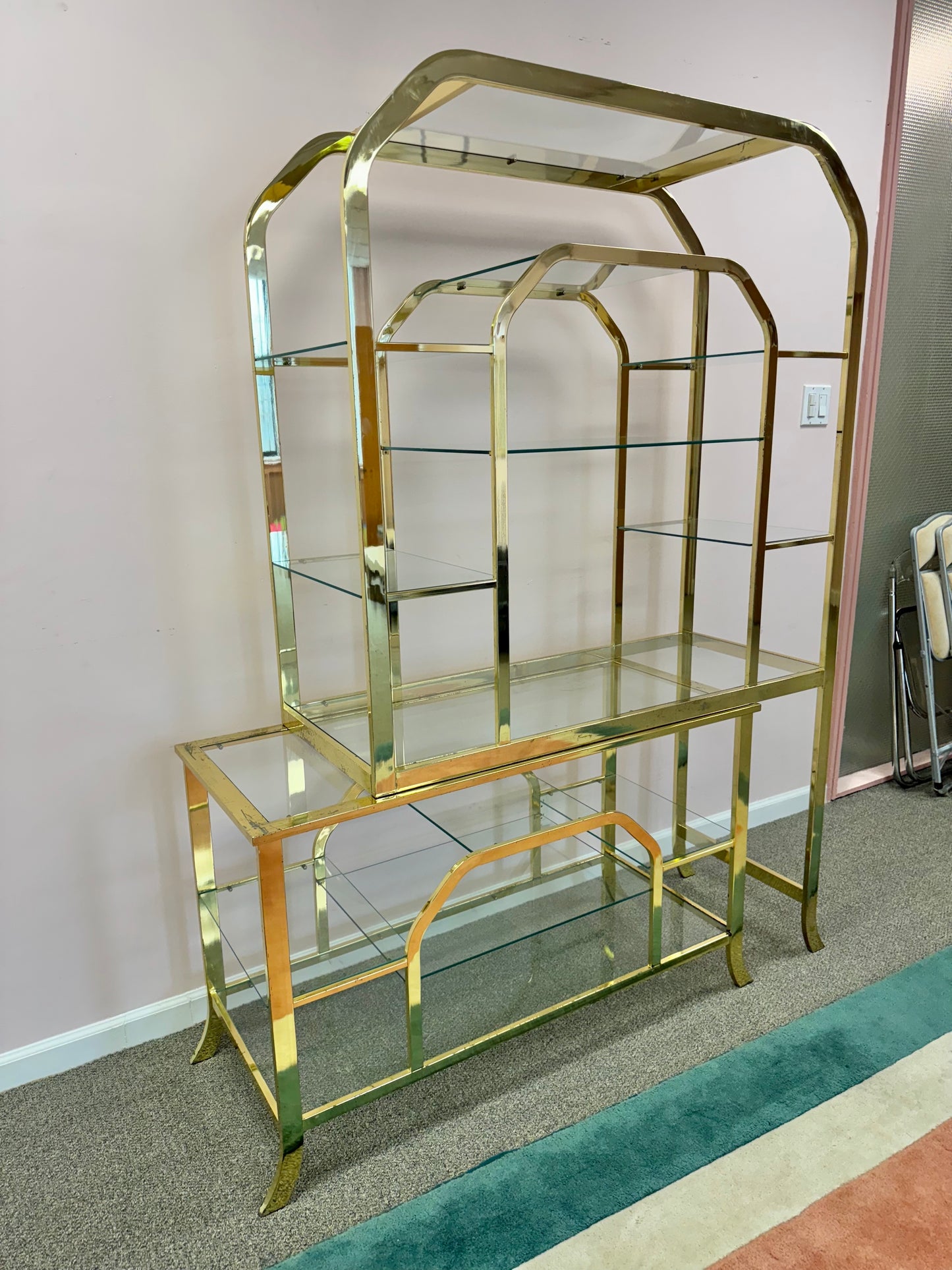 1980's Brass and Glass Etagere by DIA