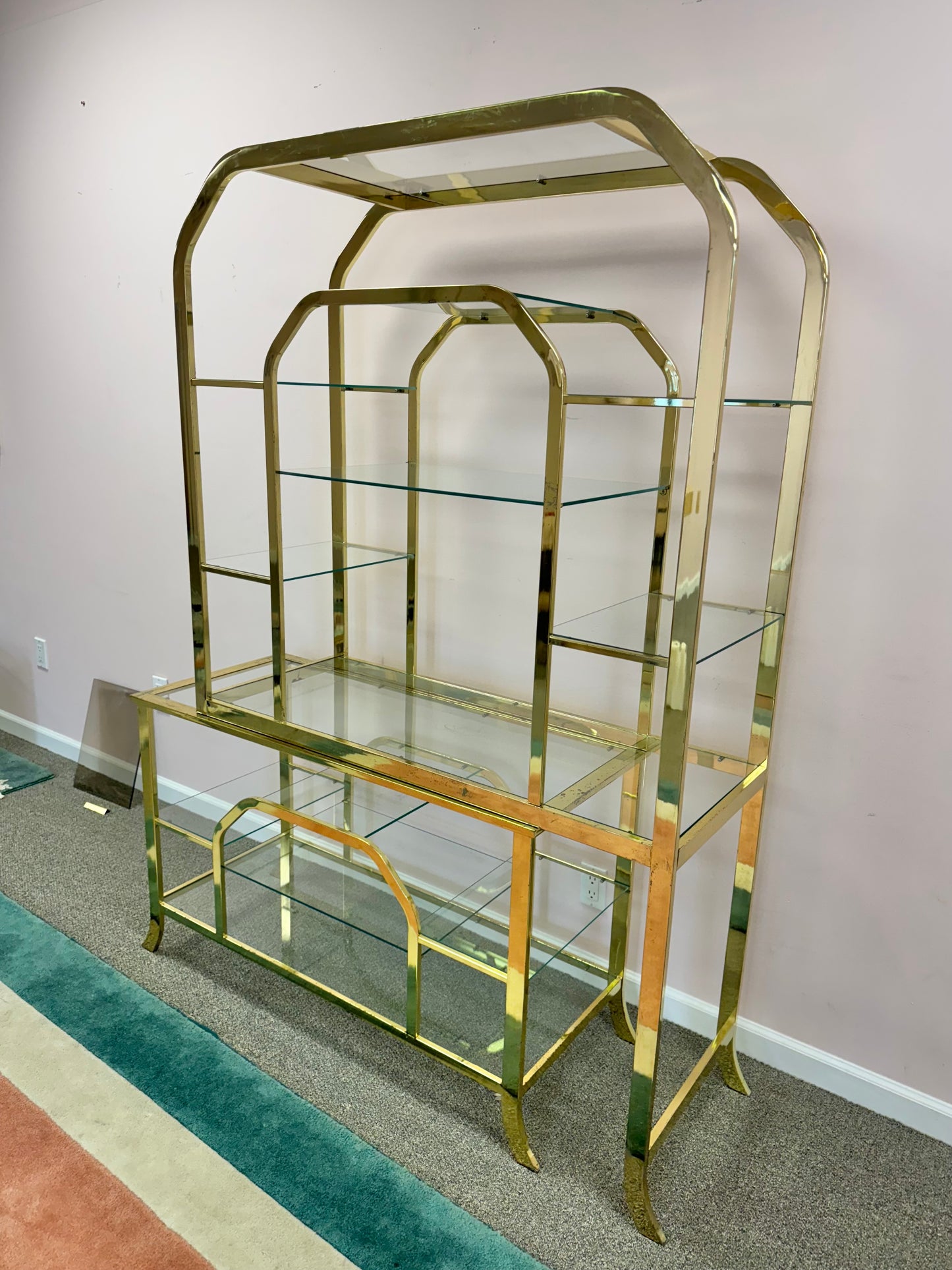 1980's Brass and Glass Etagere by DIA