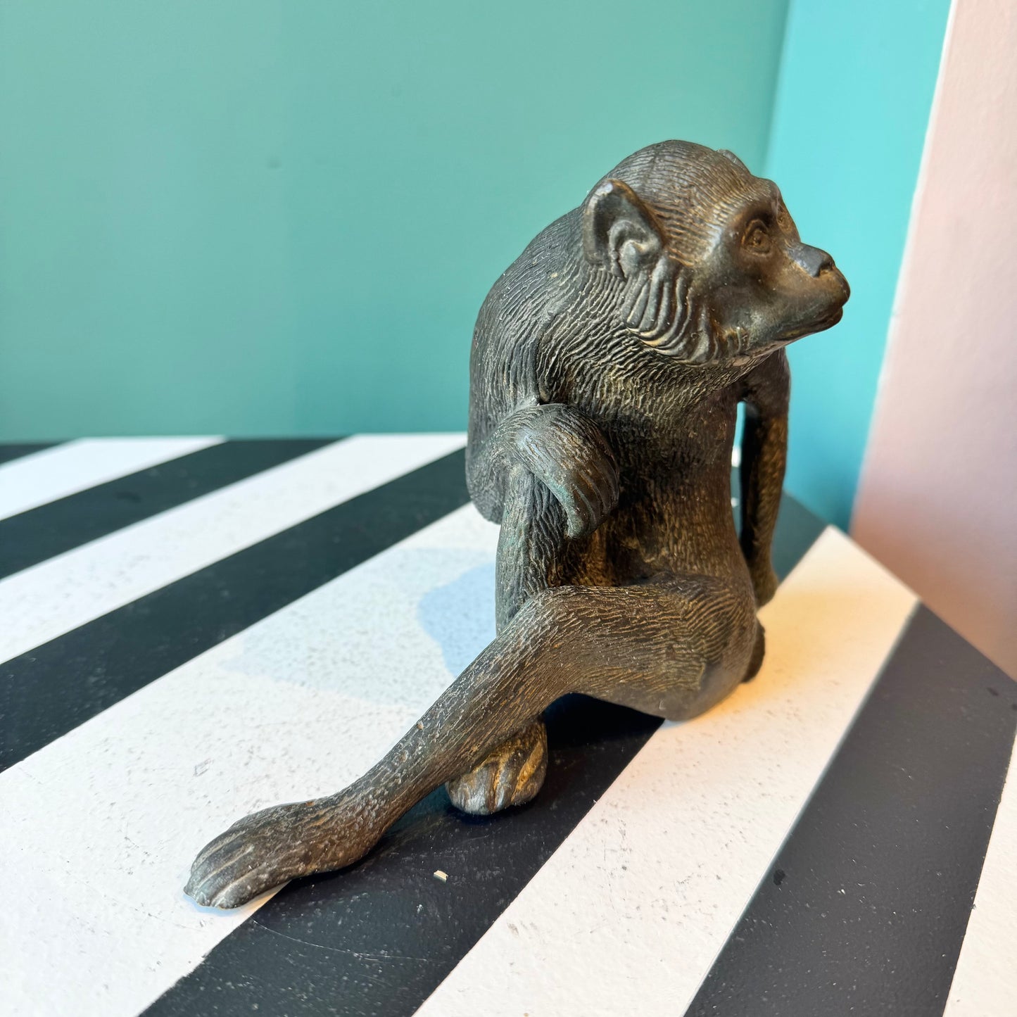 Vintage Bronze Maitland Smith Style Monkey Statue