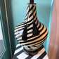 Black and White Striped Glass "Zebra" Lamp with Black Shade/item