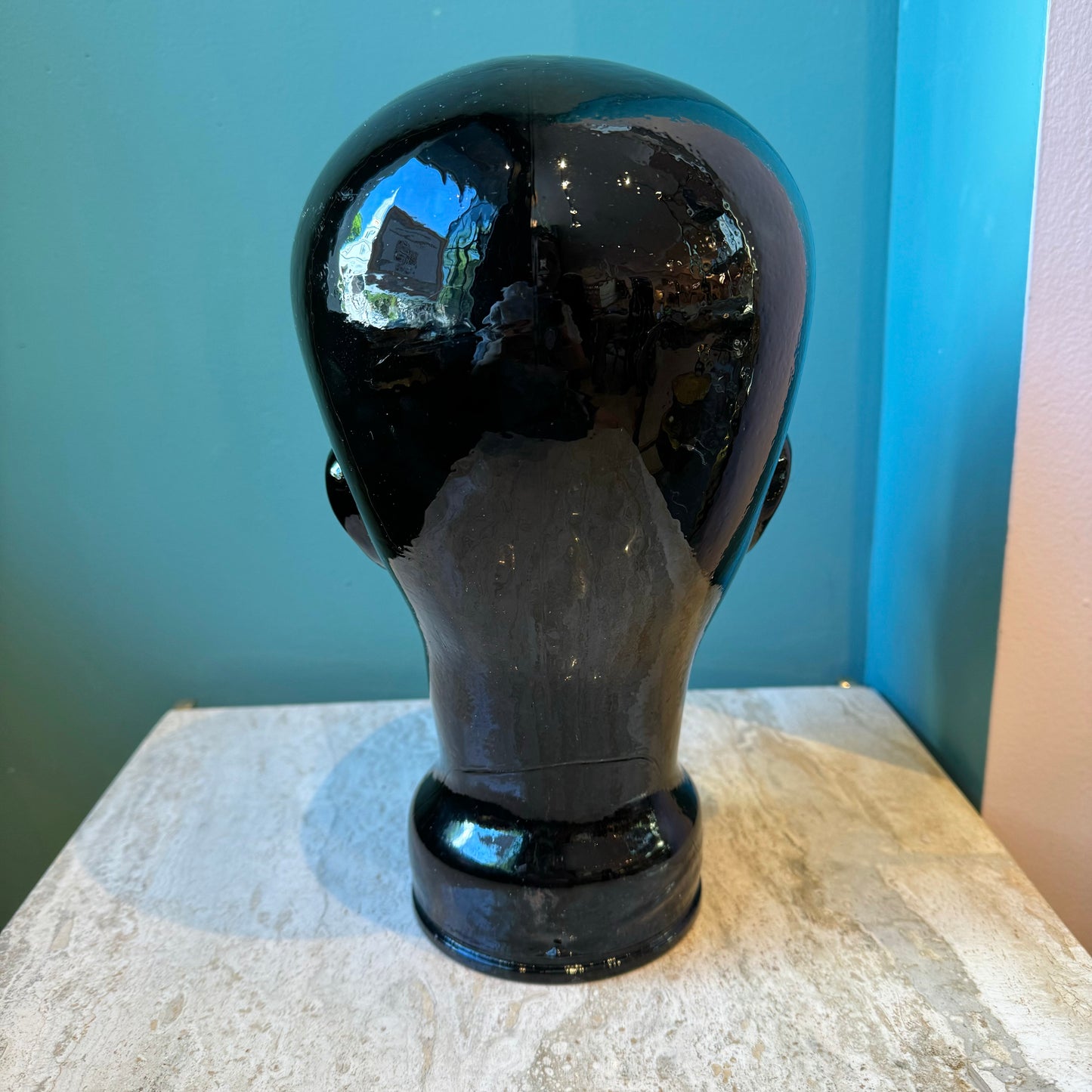 Vintage Black Glass Mannequin Head