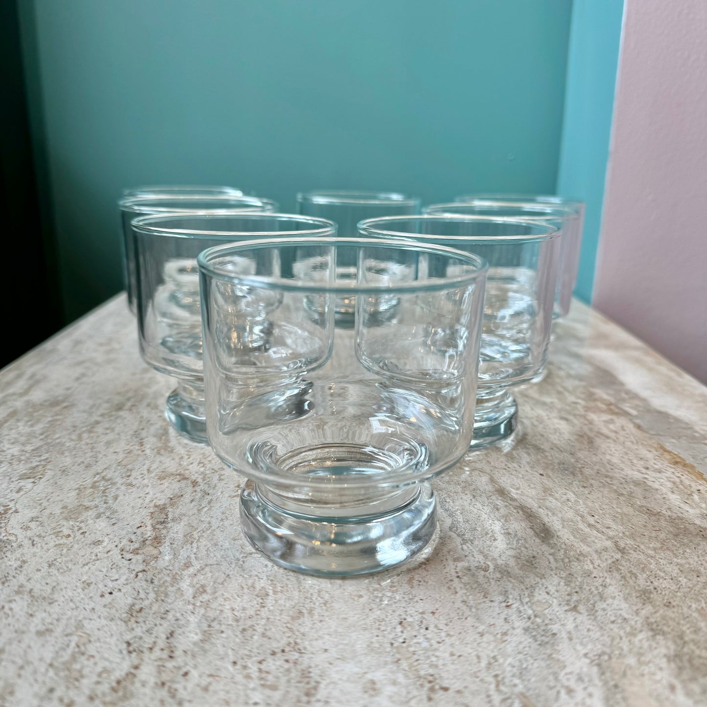 Set of 8 Mid Century Footed Rocks Cocktail Glasses