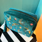 Swallows Teal Velvet Wash Bag