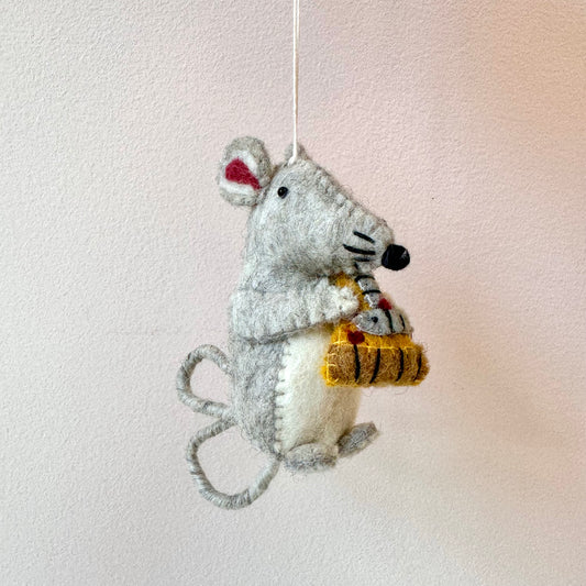 Felt Pizza Rat Ornament