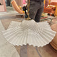 Vintage White Ruffle Murano Glass Pendant Chandelier