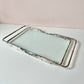 Vintage 1970’s Faux Bamboo Nickel and Glass Serving Tray