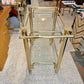 Vintage 2 Tier Brass and Glass Rolling Bar Cart