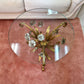 Vintage Italian Gold Gilt Floral Bouquet Wheat Sheaf Side Table