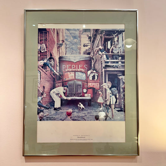 Vintage 1940’s Norman Rockwell ‘Roadblock’ Framed Poster