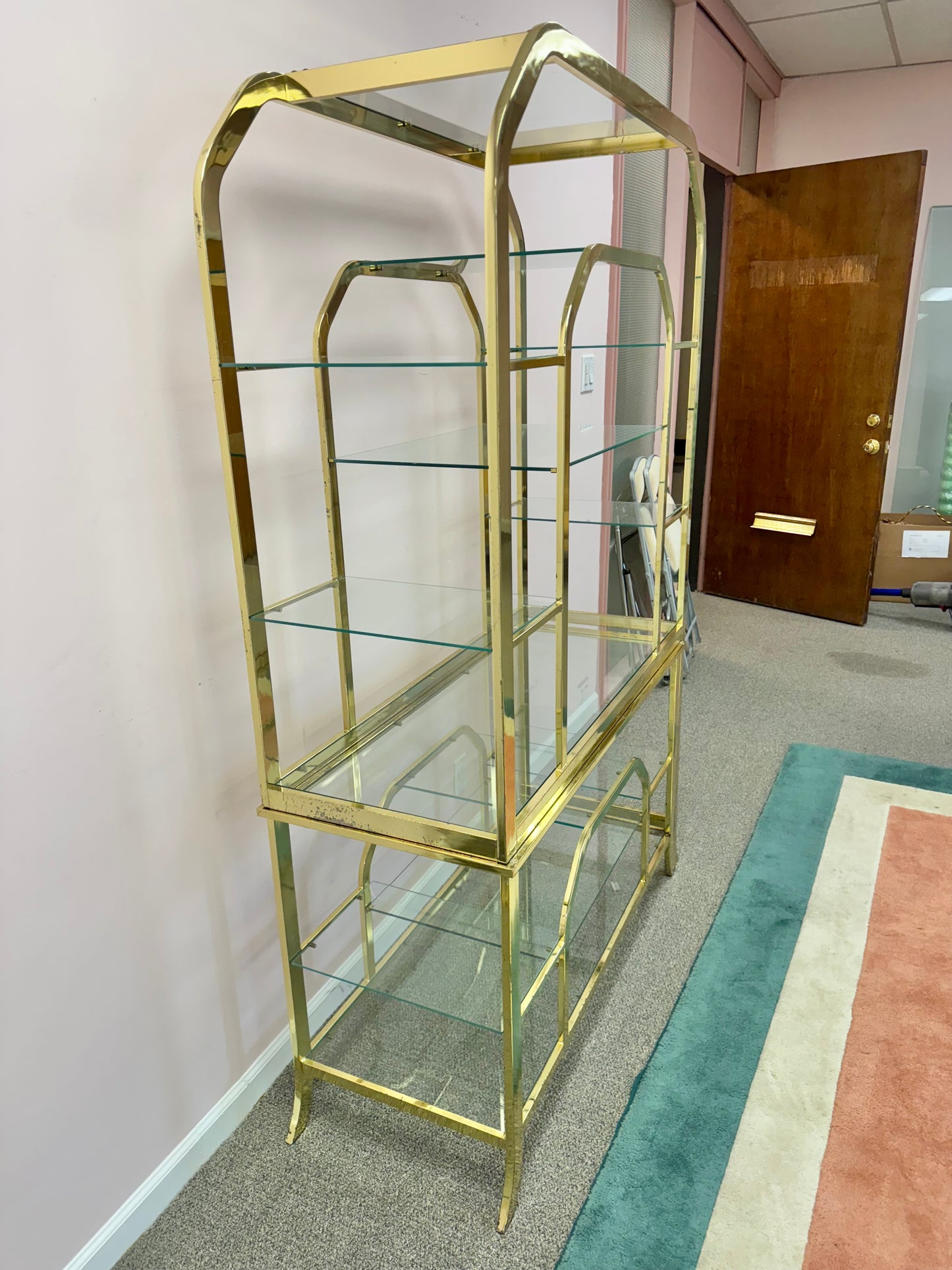 1980's Brass and Glass Etagere by DIA