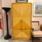 1980's Karl Springer Bamboo and Brass Trim Wardrobe