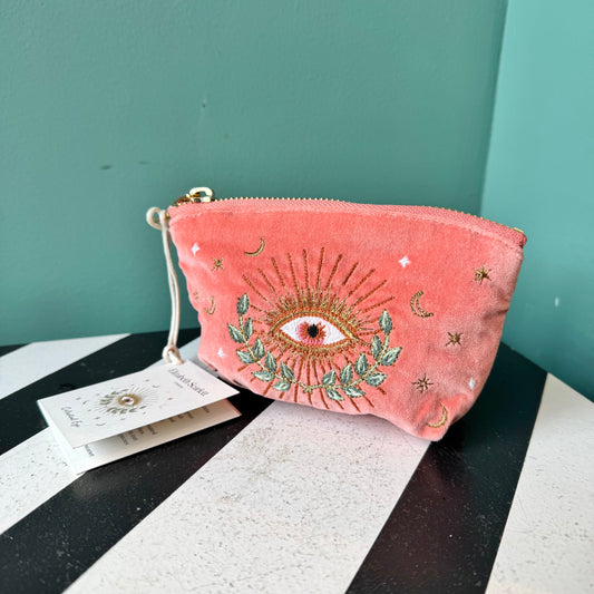 Pink Celestial Eye Coin Purse by Elizabeth Scarlett London