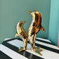 Vintage Brass Mother and Baby Dolphin Statue