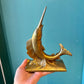 Vintage Cast Iron Gold Tone Marlin Sailfish Statue