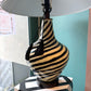 Black and White Striped Glass "Zebra" Lamp with Black Shade/item