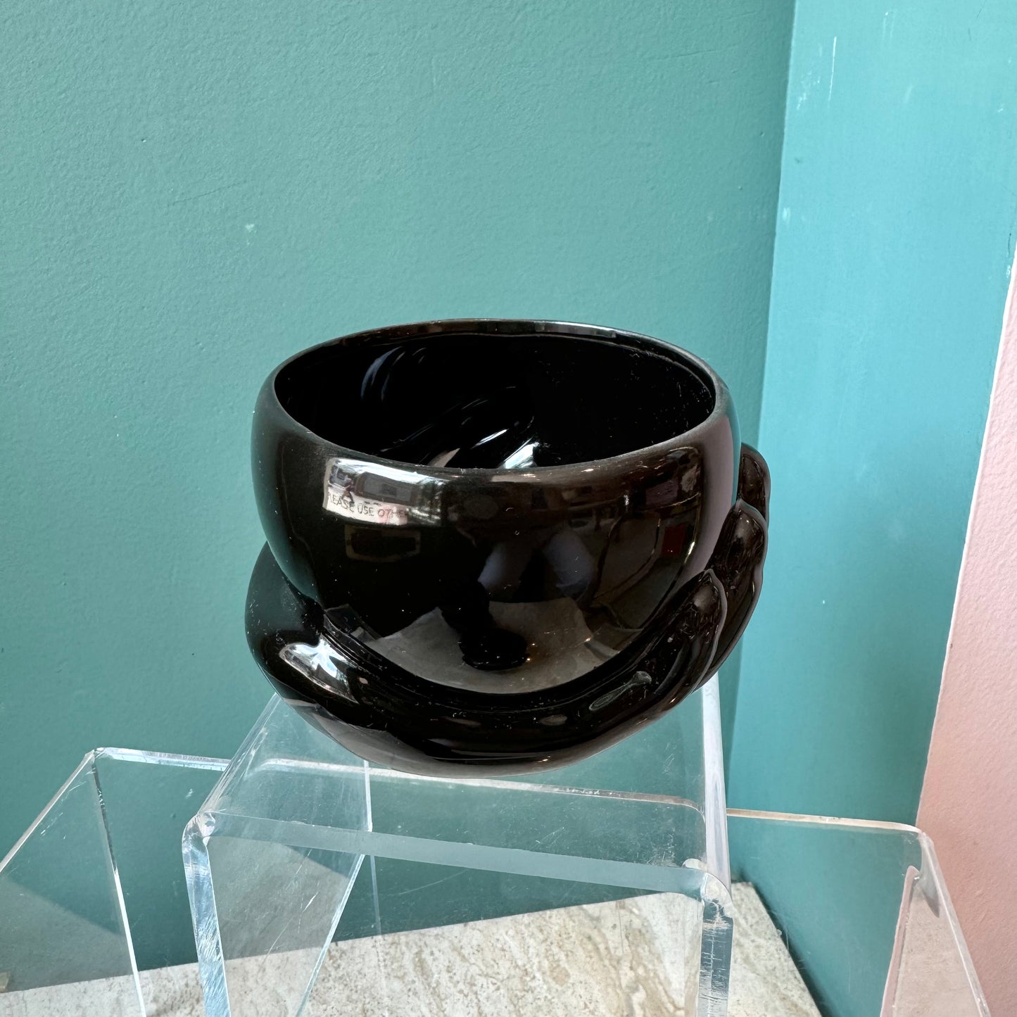 Vintage Black Ceramic Hand Planter or Catchall/item