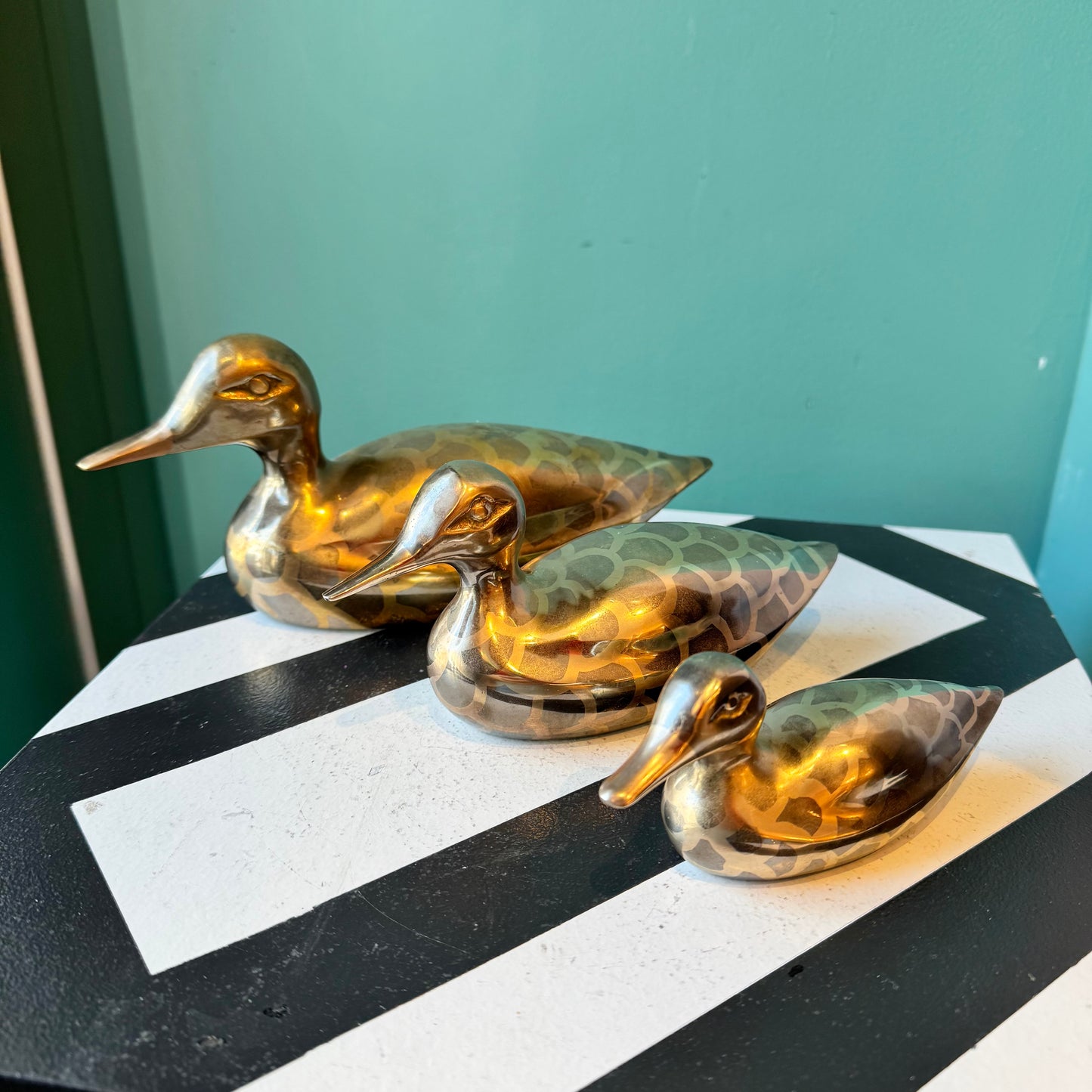 Set of 3 Vintage Brass Mallard Duck Figurines