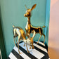 Pair of Vintage Large Brass Deer Statues