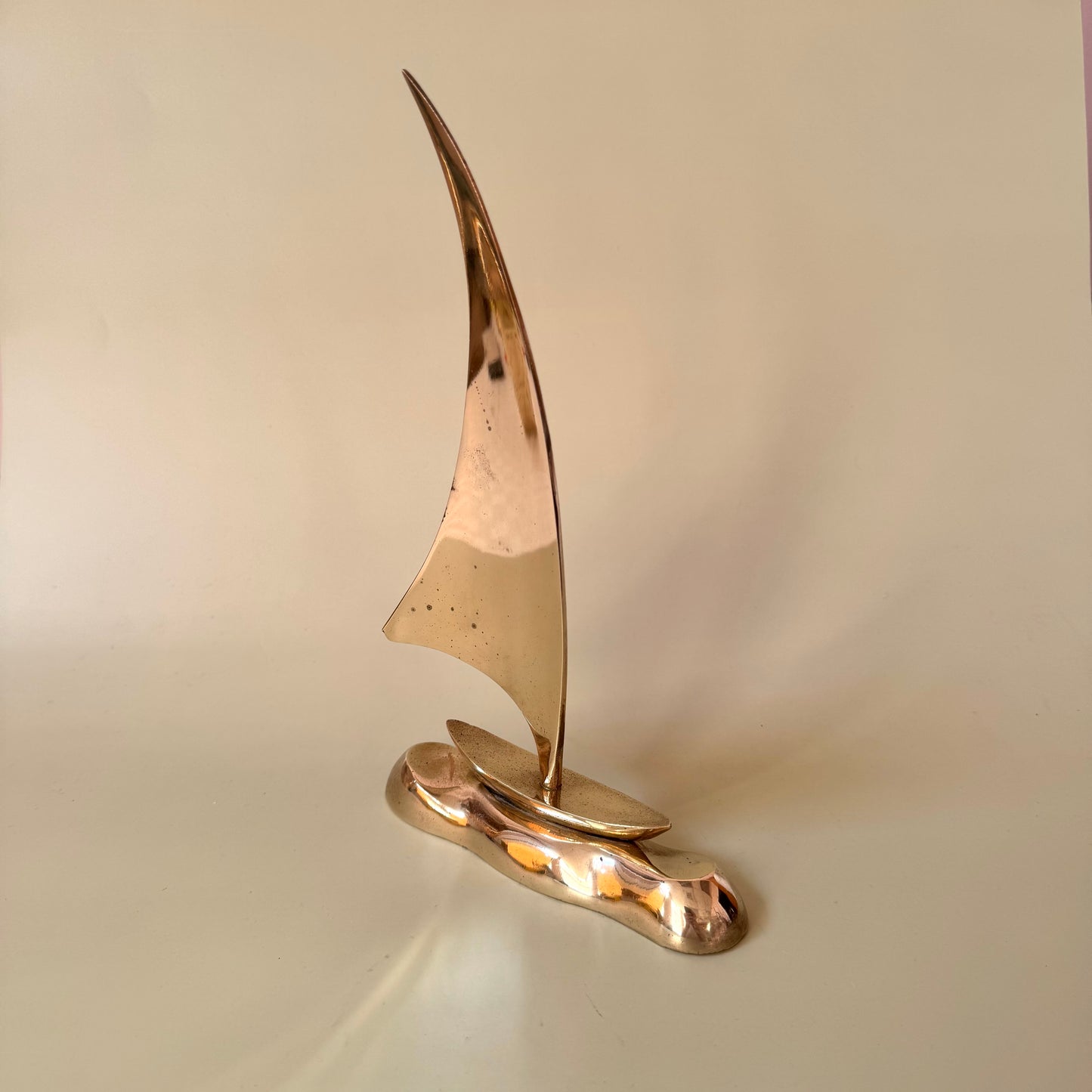 Vintage Brass Sailboat Statue 10"