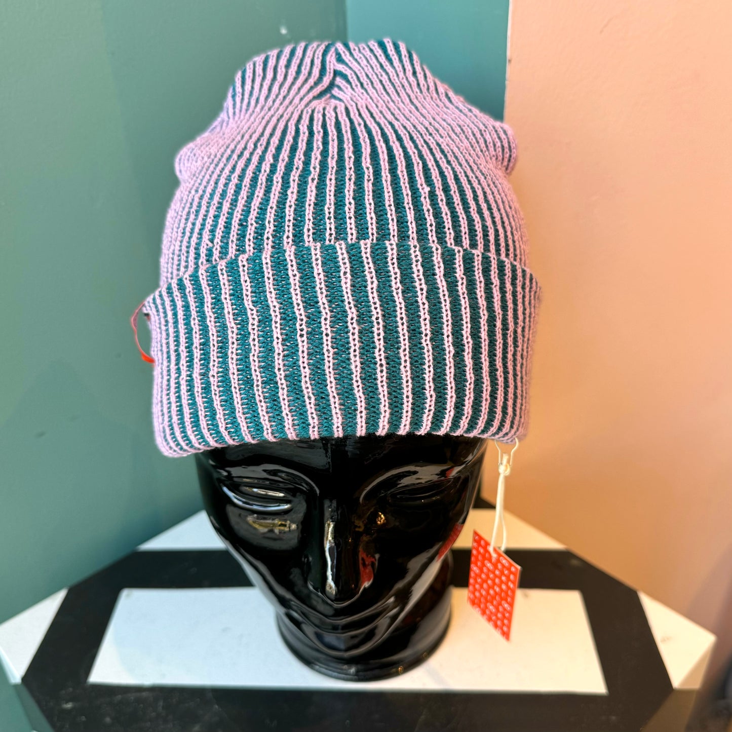 Rib Knit Beanie: Teal Lilac