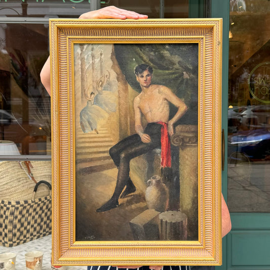 Original 1945 "Male Dancer" Oil on Canvas by M.Schuster - Framed