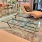 Large Vintage 3 Tier Glass and Chrome Coffee Table