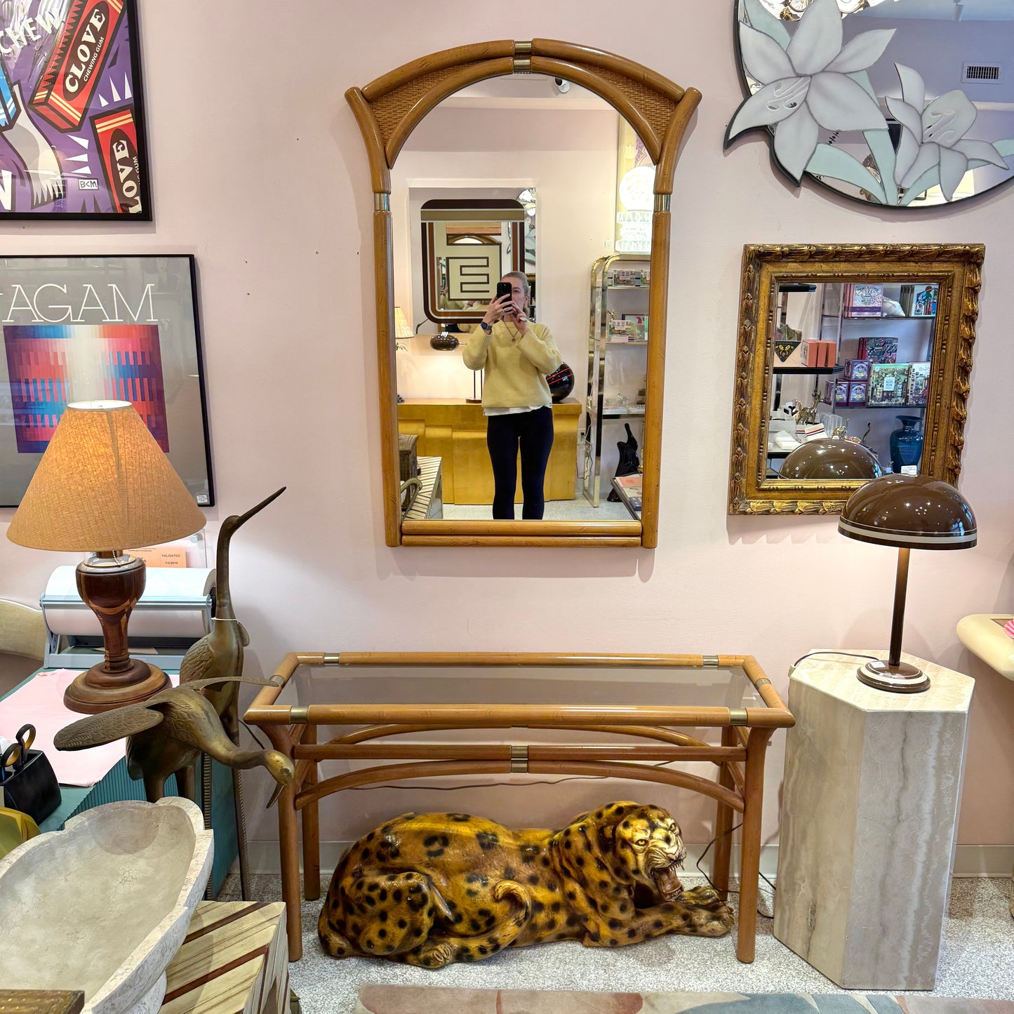 Vintage Matching Mirror and Hall Console Table Set