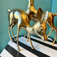 Pair of Vintage Large Brass Deer Statues