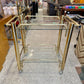 Vintage 2 Tier Brass and Glass Rolling Bar Cart