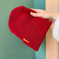 Rib Knit Beanie: Ruby Red