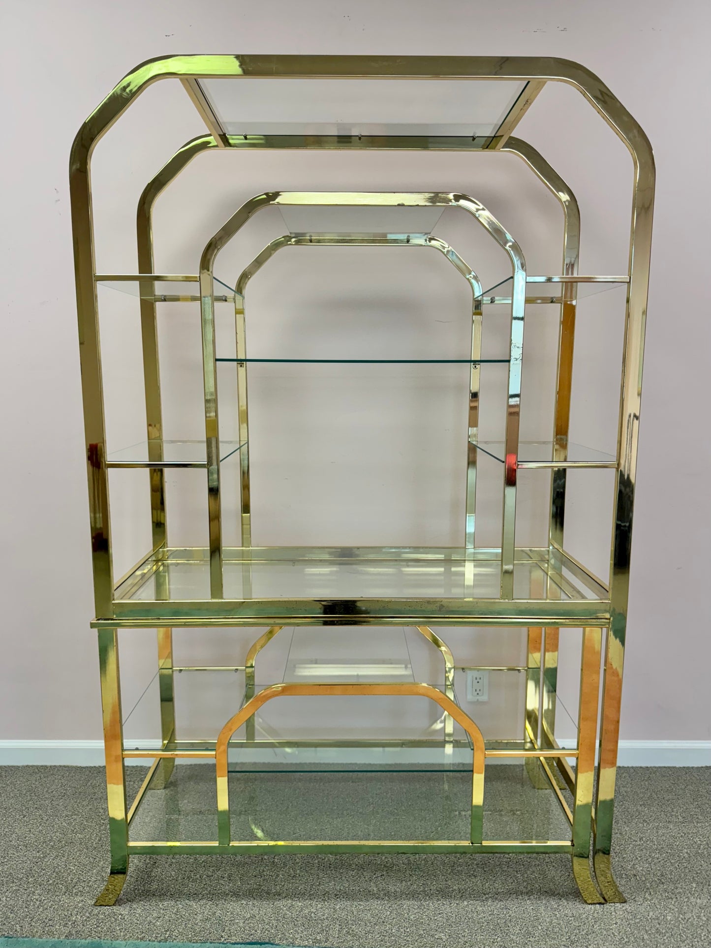 1980's Brass and Glass Etagere by DIA