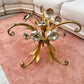 Vintage Italian Gold Gilt Floral Bouquet Wheat Sheaf Side Table