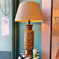 Large Mid Century Textured Glazed Pottery Lamp