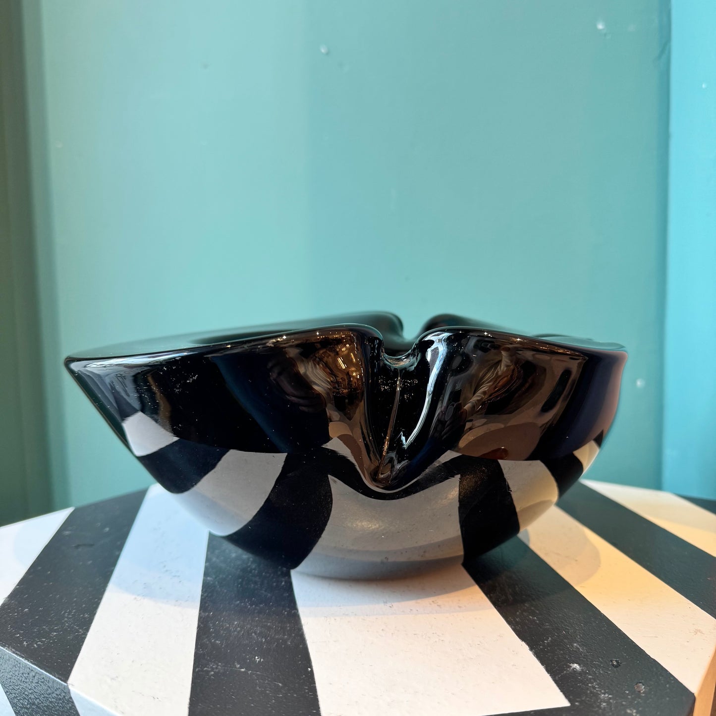 Vintage Black Murano Glass Bowl by Renato Anatra, signed.