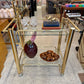 Vintage 2 Tier Brass and Glass Rolling Bar Cart