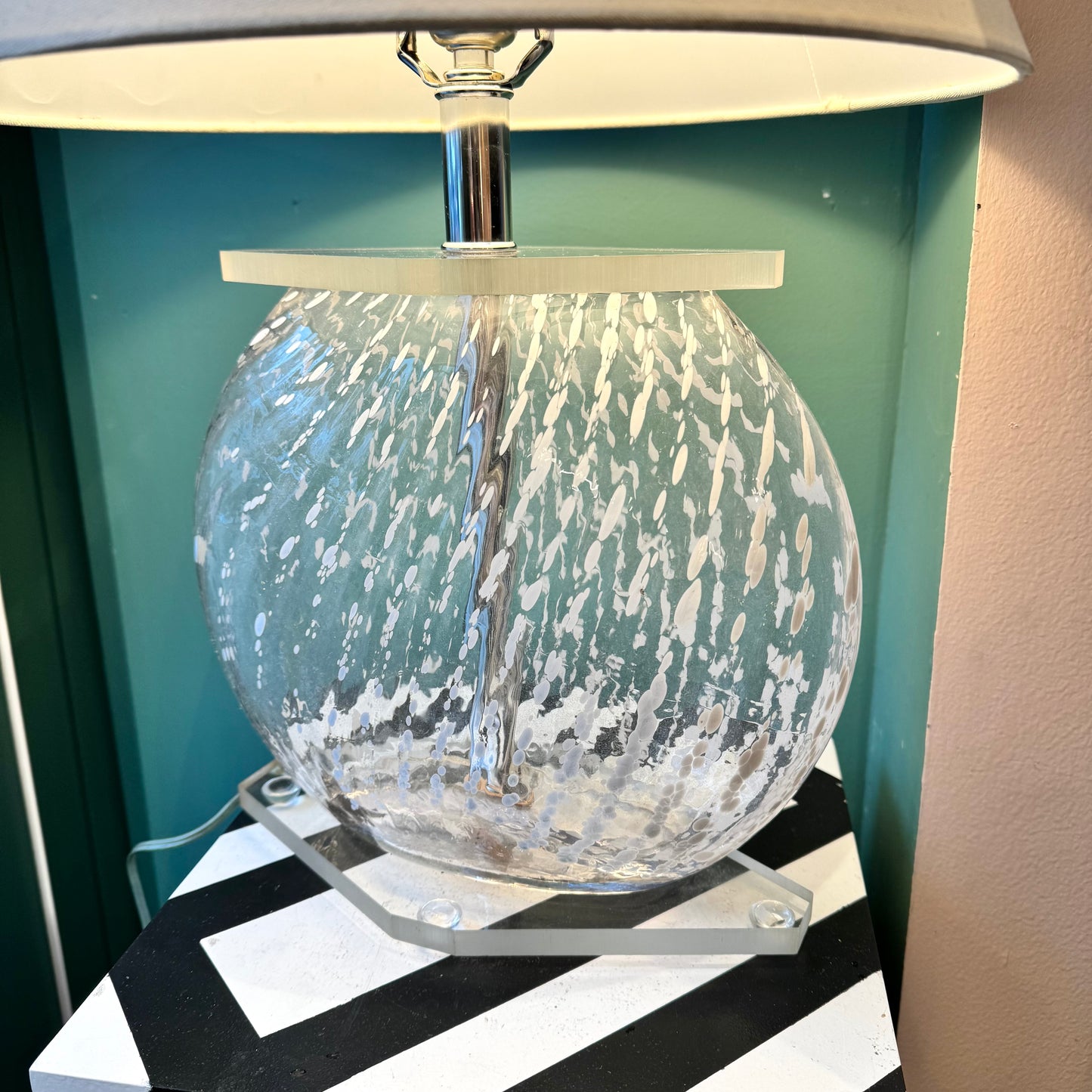 Vintage Glass and Lucite Table Lamp