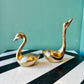 Pair of Vintage Brass Swans