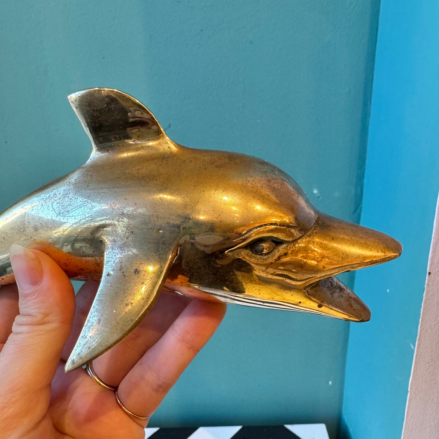 Vintage Brass Dolphin Figurine