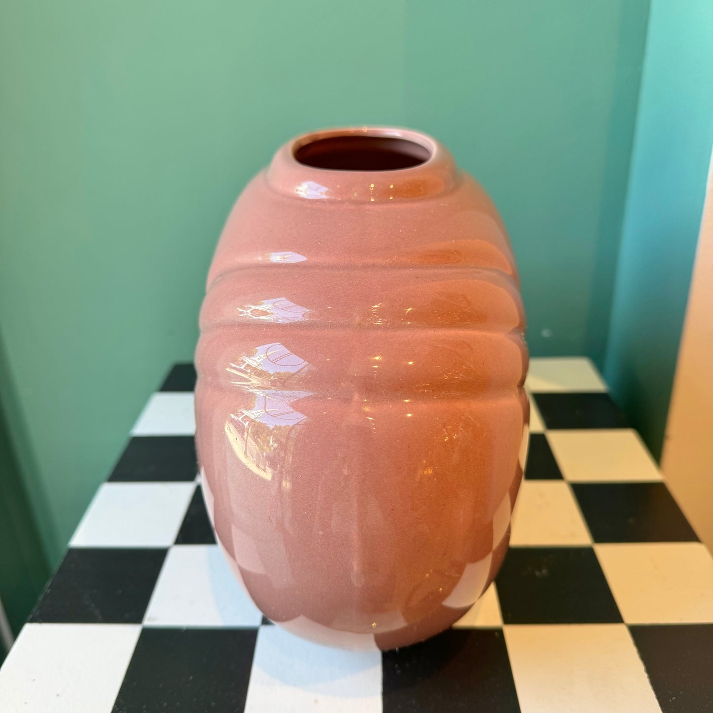 Vintage Pink Ceramic Art Deco Style Vase