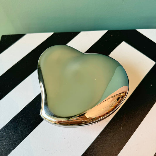 Vintage Tiffany Style Silver Plated Heart Jewelry/Trinket Box