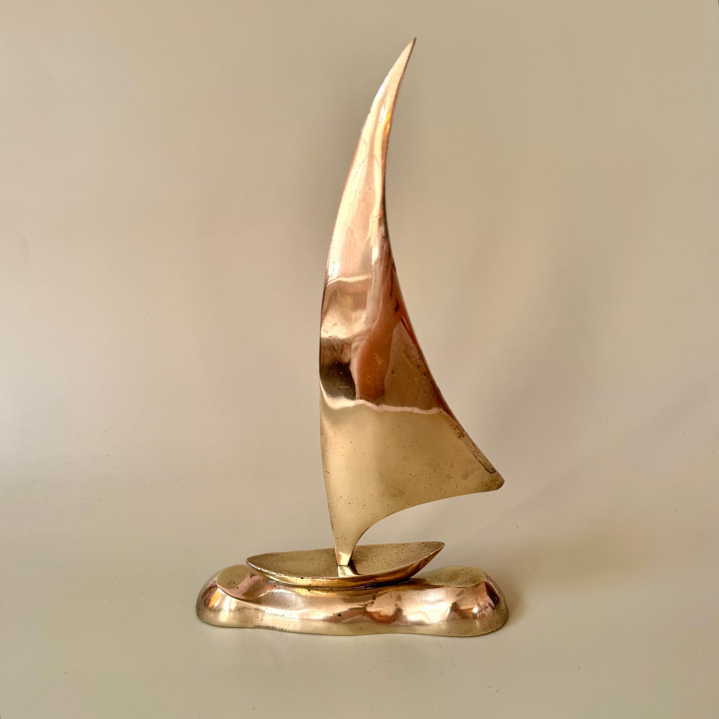 Vintage Brass Sailboat Statue 10"