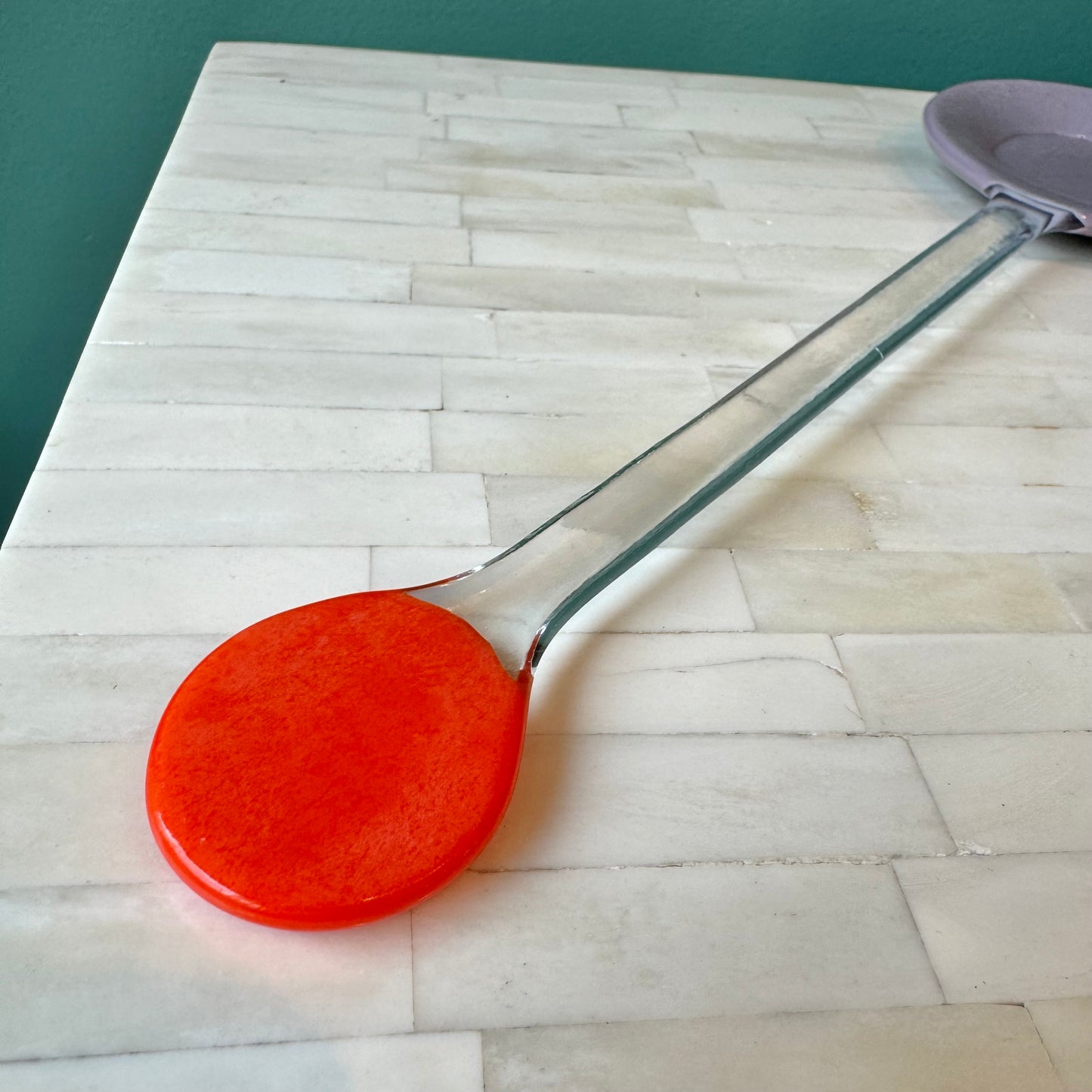 Glass Color Block Serving Spoon: Lavender / Clear / Orange