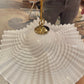 Vintage White Ruffle Murano Glass Pendant Chandelier