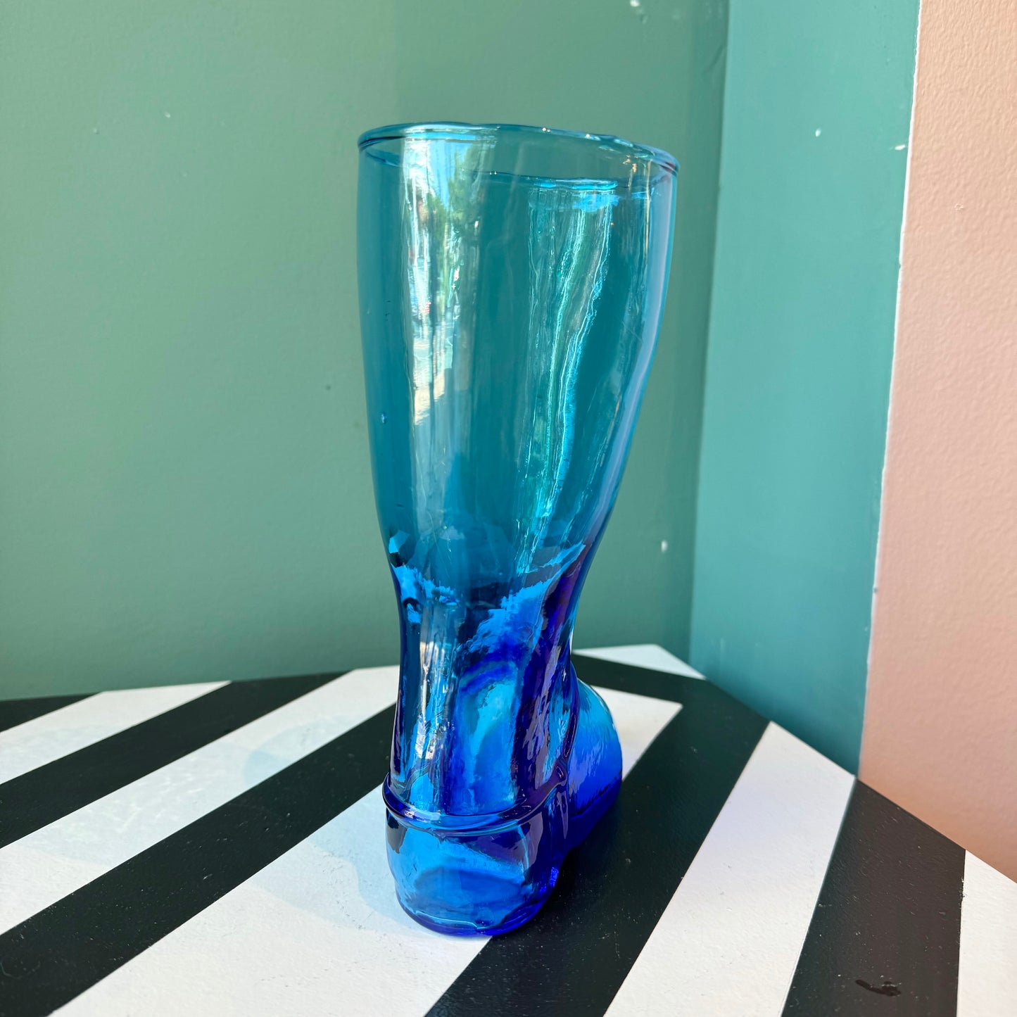 Vintage Cobalt Blue Glass Boot Vase/Beer Mug