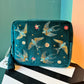 Swallows Teal Velvet Wash Bag