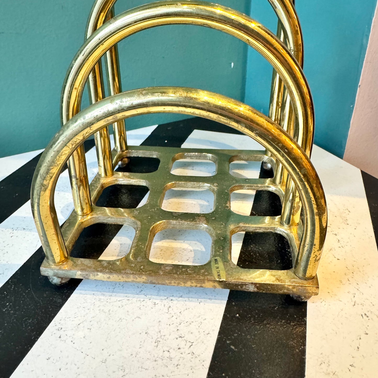 Vintage Arched Brass Desk Organizer