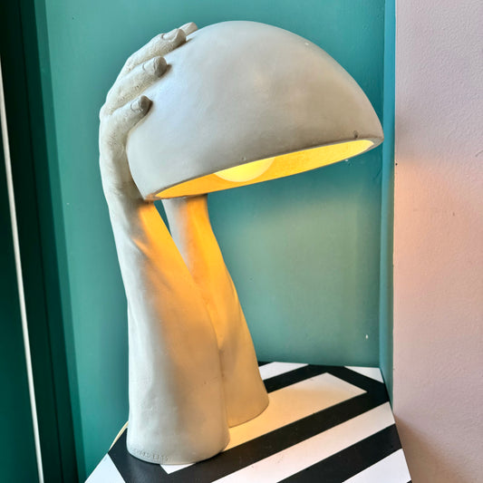 1970’s Richard Etts Sculptural Plaster Hands Table Lamp