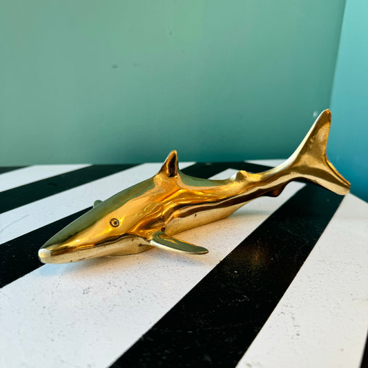 Vintage Brass Shark Figurine